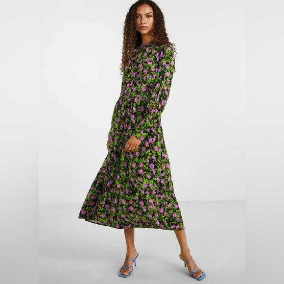 Y.A.S. Floral Maxi Shirt Dress - size L - Picture 1 of 7